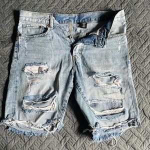Denim Ripped Jean Shorts- very stylish, looks good with any nice dress shirt!